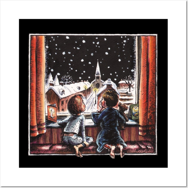 Christmas Eve Snowfall Wall Art by WonderWebb